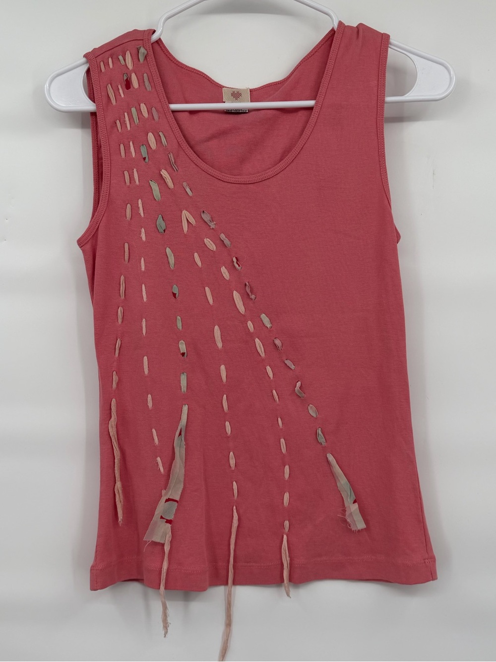 Anthropologie vintage Y2K pink cotton tank with silk accents